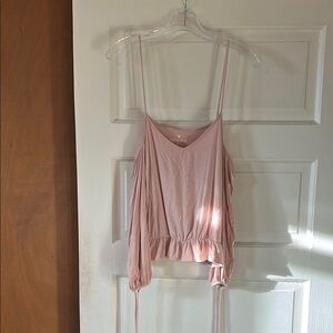 American Eagle Outfitters Pink Ruffled Tie Front Camisole